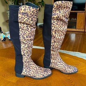 Unlsa over the knee suede leopard patterned.